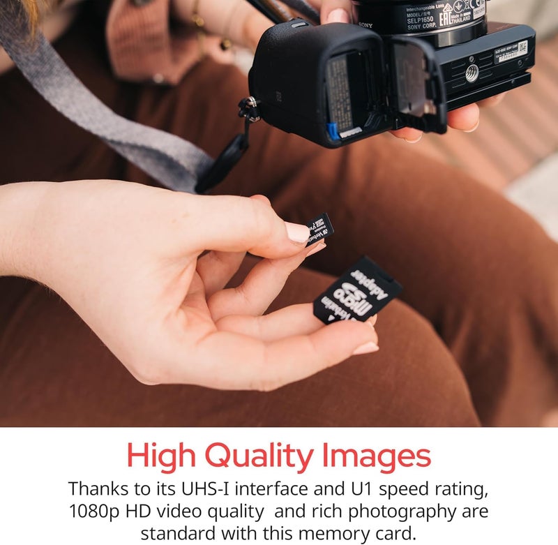 VERBATIM بطاقة ذاكرة microSDHC بسعة 16 جيجابايت مع محول UHS-I V10 فئة 10 تدعم دقة Full HD (1080p) بسرعة U1 تصل إلى 80 ميجابايت/ثانية - Image 2